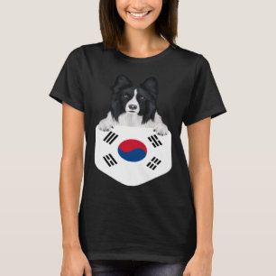 T-shirt Drapeau De Corée Du Sud Frontière Collie Chien Dan