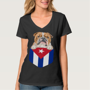 T-shirt Drapeau de Cuba Bouledogue dans la poche