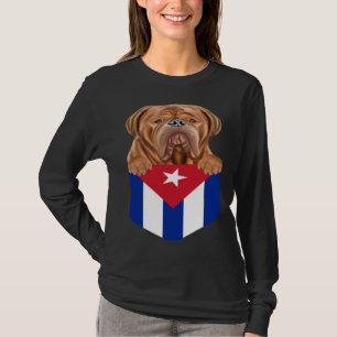 T-shirt Drapeau de Cuba Dogues de Bordeaux Chien en poche