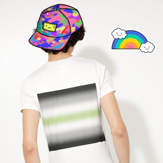 T-shirt Drapeau de Fierté Agender à Gradient avec Nom Pers