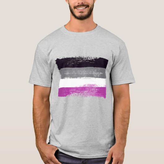 T-SHIRT DRAPEAU DE FIERTÉ ASEXUELLE PEINTE (Devant)