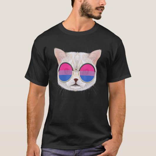 T-shirt Drapeau de fierté bisexuel Chat Subtil Fier Bisexu (Devant)