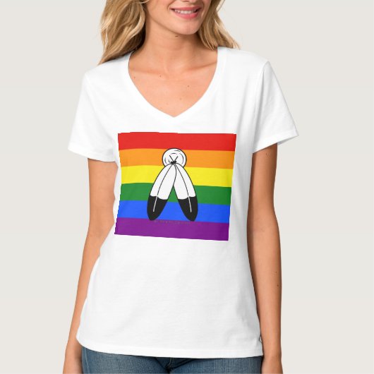 T-shirt Drapeau de fierté bispirituel de SlipperyJoe's sym (Devant)