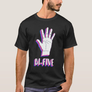 T-shirt Drapeau de fierté de main bisexuel Bi Five rétro L