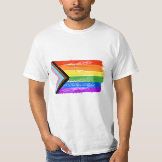 T-shirt Drapeau de fierté de progrès peint (Devant)