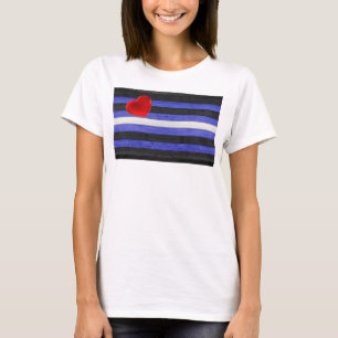 T-shirt Drapeau de fierté en cuir SlipperyJoe's noir bleu