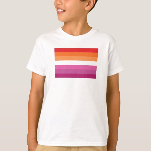 T-shirt Drapeau de fierté lesbienne (Coucher de soleil) (Devant)