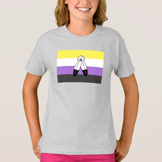 T-shirt Drapeau de fierté non binaire à double esprit (Devant)