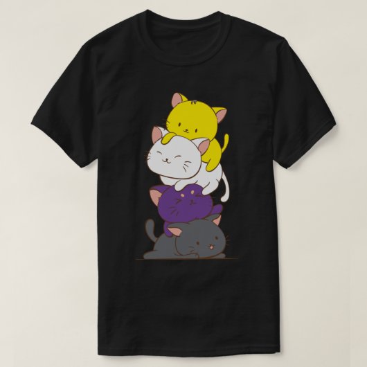 T-shirt Drapeau de fierté non binaire Kawaii Chats mignone (Design devant)