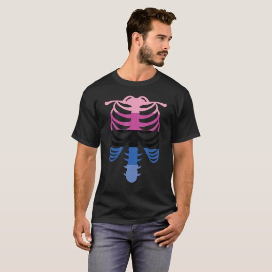 T-shirt Drapeau de fierté omnisexuel Squelette Ribcage Omn (Devant entier)