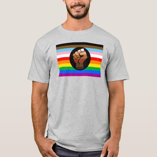 T-shirt Drapeau de fierté POC de progrès LGBTQ+ (Devant)