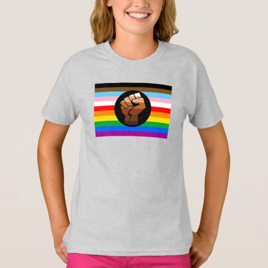 T-shirt Drapeau de fierté POC de progrès LGBTQ+ (Devant)