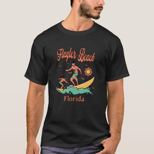 T-shirt Drapeau de Floride Flagler Beach FL Surfeur Surf F (Devant)