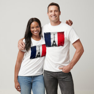 T-shirt Drapeau De France Avec La Tour Eiffel