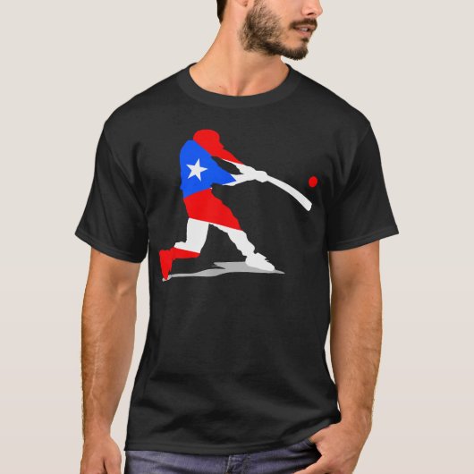 T-shirt Drapeau de frapper de baseball de Porto Rico Boric (Devant)