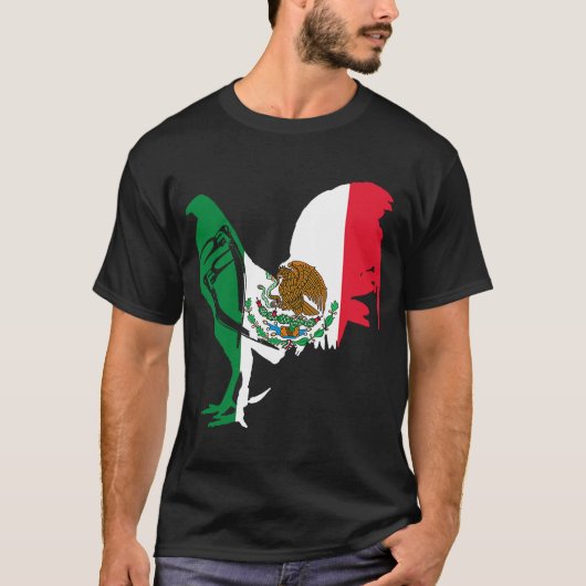 T-shirt Drapeau de gibier Mexique Drapeau mexicain coq de  (Devant)