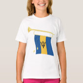 T-shirt Drapeau de la Barbade avec Bugle Patriotique Caraï (Devant)