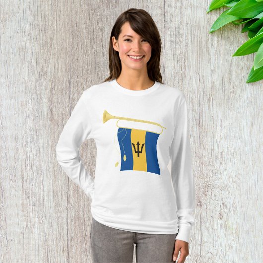 T-shirt Drapeau de la Barbade avec Bugle Patriotique Caraï
