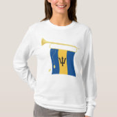 T-shirt Drapeau de la Barbade avec Bugle Patriotique Caraï (Devant)
