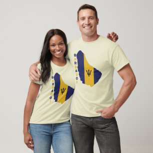 T-shirt Drapeau de la Barbade sur la carte du pays