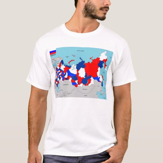 T-shirt drapeau de la carte politique du pays de russie (Devant)
