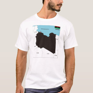 T-shirt drapeau de la carte politique du pays libya