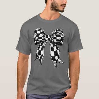 T-shirt Drapeau de la Cravate À damiers Bow Automobile Mot