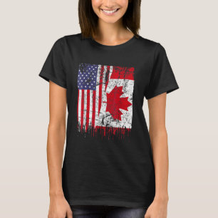 T-shirt Drapeau de la fête du Canada - Semi-américain