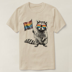 T-shirt Drapeau de la Fierté du Raton Laveur   Graphique L