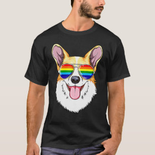 T-shirt Drapeau de la fierté gay Corgi Lunettes de soleil