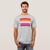 T-shirt Drapeau de la fierté lesbienne (coucher du soleil) (Devant entier)