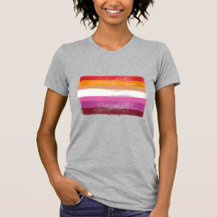T-shirt Drapeau de la fierté lesbienne peint rayures de co