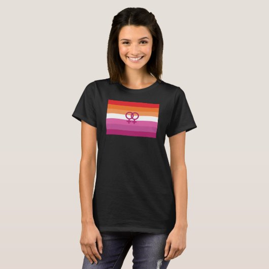 T-shirt Drapeau de la fierté lesbienne WLW (coucher du sol (Devant entier)
