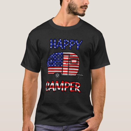 T-shirt Drapeau de la Joyeuse Fierté Américaine De Camper  (Devant)