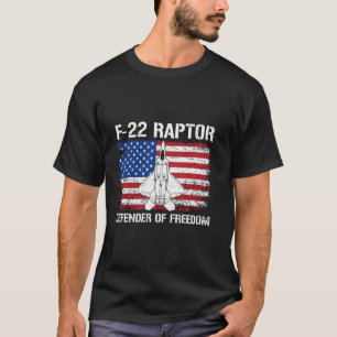 T-shirt Drapeau de la liberté défenseur F-22 Raptor Fighte