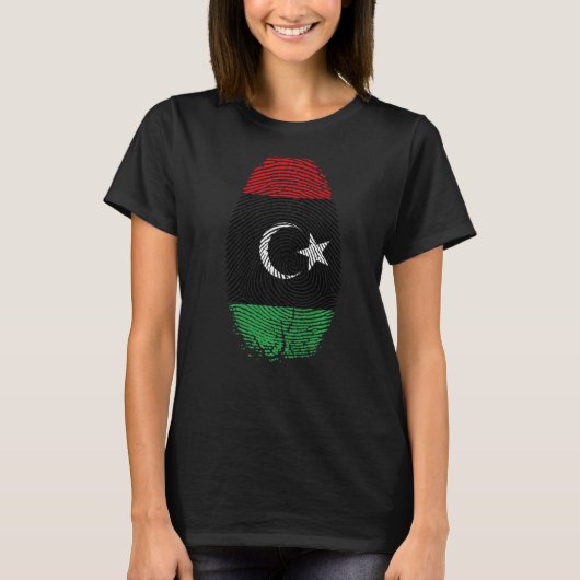 T-shirt Drapeau de la Libye Empreinte digitale C'est dans (Devant)