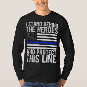 T-shirt Drapeau de la Ligne Bleue Mince - Héros de la poli