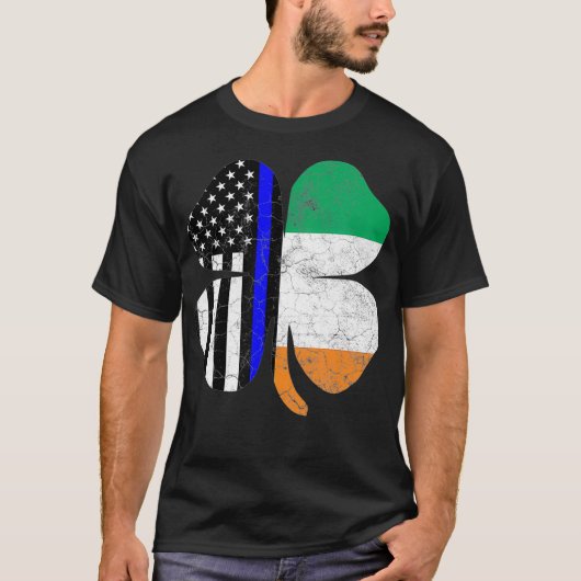 T-shirt Drapeau de la ligne bleue mince St patrick irlanda (Devant)