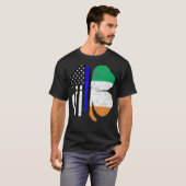 T-shirt Drapeau de la ligne bleue mince St patrick irlanda (Devant entier)