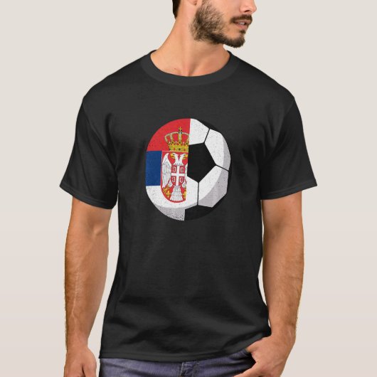 T-shirt Drapeau de la moitié de la Serbie Football (Devant)