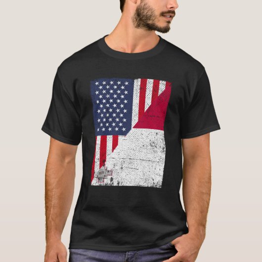 T-shirt Drapeau de la moitié des États-Unis Drapeau de la (Devant)