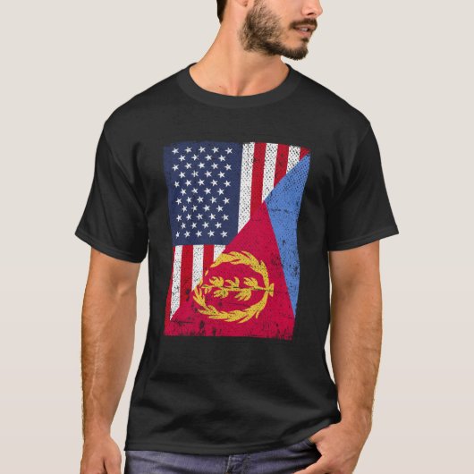 T-shirt Drapeau de la moitié des États-Unis Drapeau de l'É (Devant)