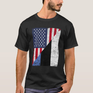 T-shirt Drapeau de la moitié des États-Unis moitié Estonie