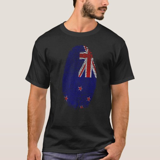 T-shirt Drapeau de la Nouvelle-Zélande Empreinte digitale  (Devant)