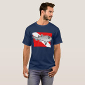 T-shirt Drapeau de la plongée de requin caricature (Devant entier)