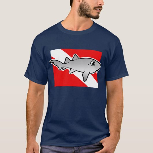 T-shirt Drapeau de la plongée de requin caricature (Devant)