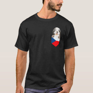 T-shirt Drapeau de la République tchèque Chien Bearded Col