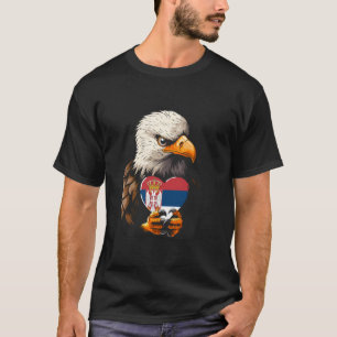 T-shirt Drapeau de la Serbie Cœur Aigle Srbija Fierté Serb