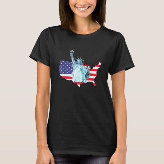 T-shirt Drapeau De La Statue De La Liberté Patriotique Usa (Devant)