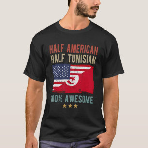 T-shirt Drapeau de la Tunisie de l'Usa moitié américaine m